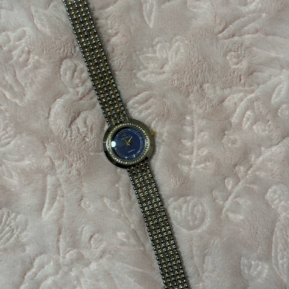 Silver and Blue Beaded Watch